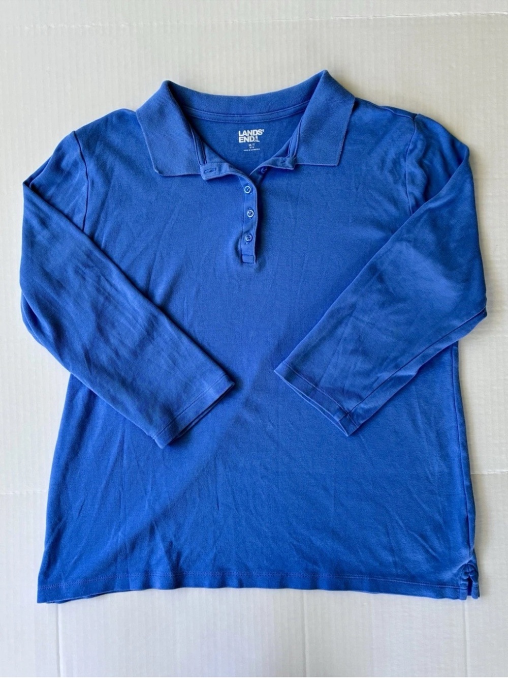 Lands’ End women’s 3/4 sleeve polo size medium 10-12 blue
